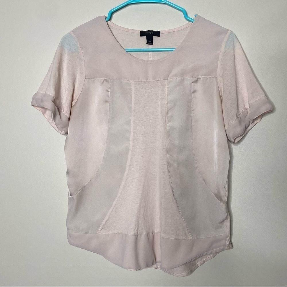 J Crew Seam Panel Shirt Sleeve Blouse
